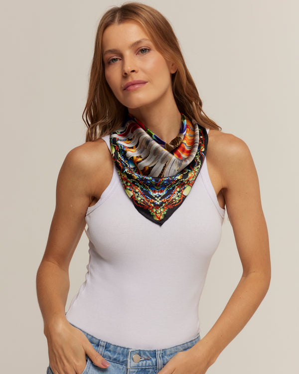 Cocar double-sided scarf in silk satin | 65x65cm