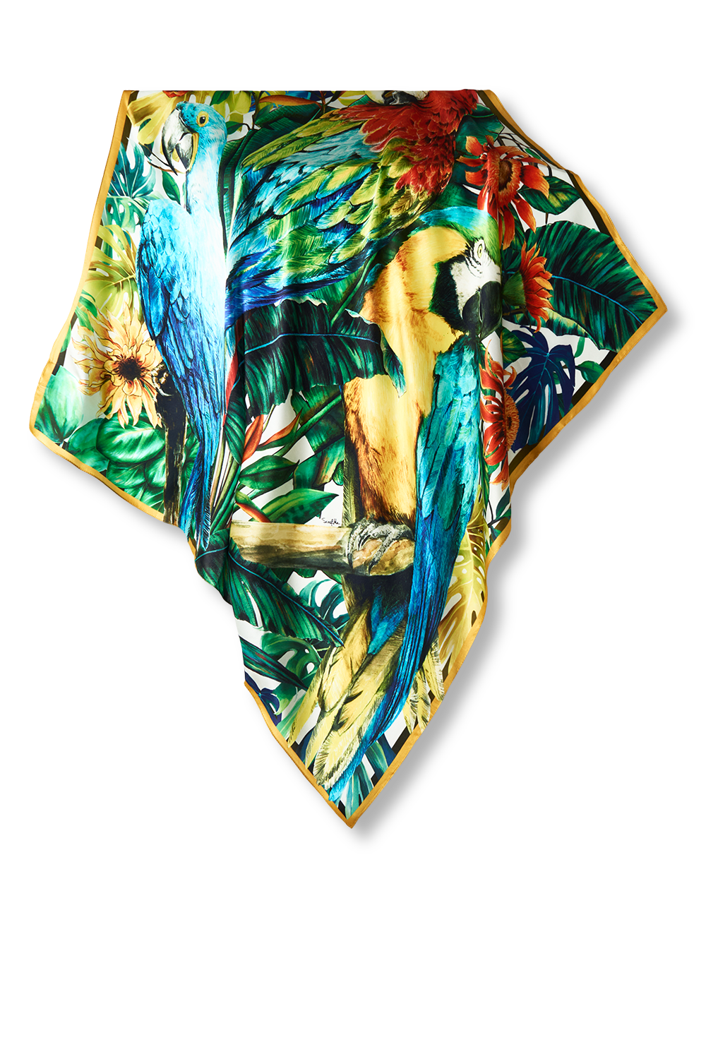 Araras do Brasil scarf in silk satin | 90x90cm
