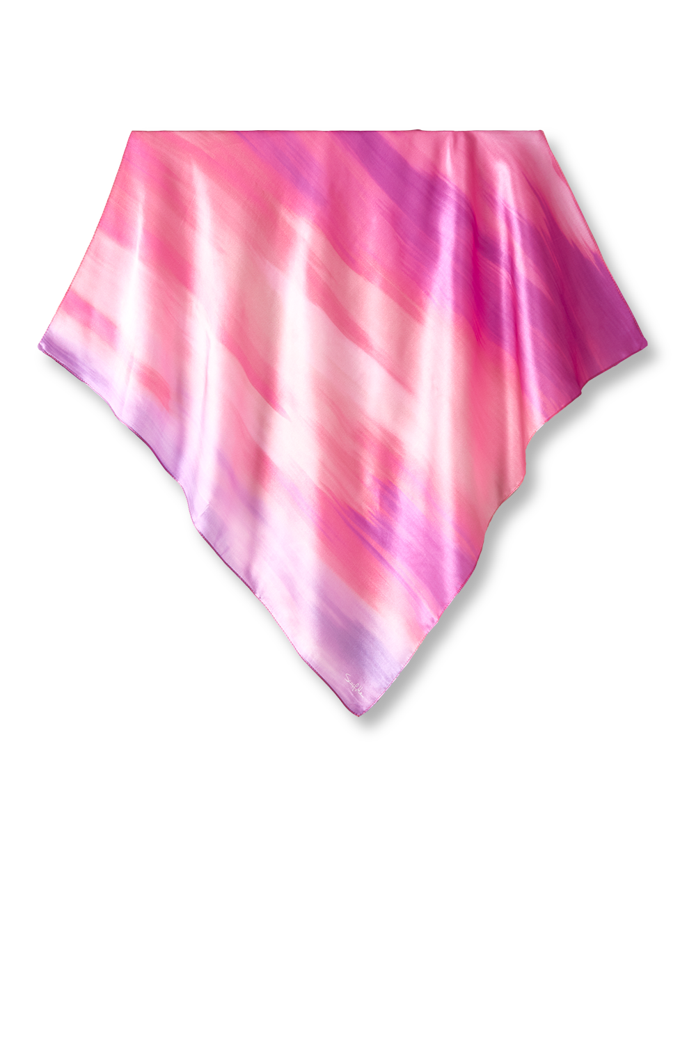 Lenço Degradê Artístico lilás em cetim de seda | 65x65cm