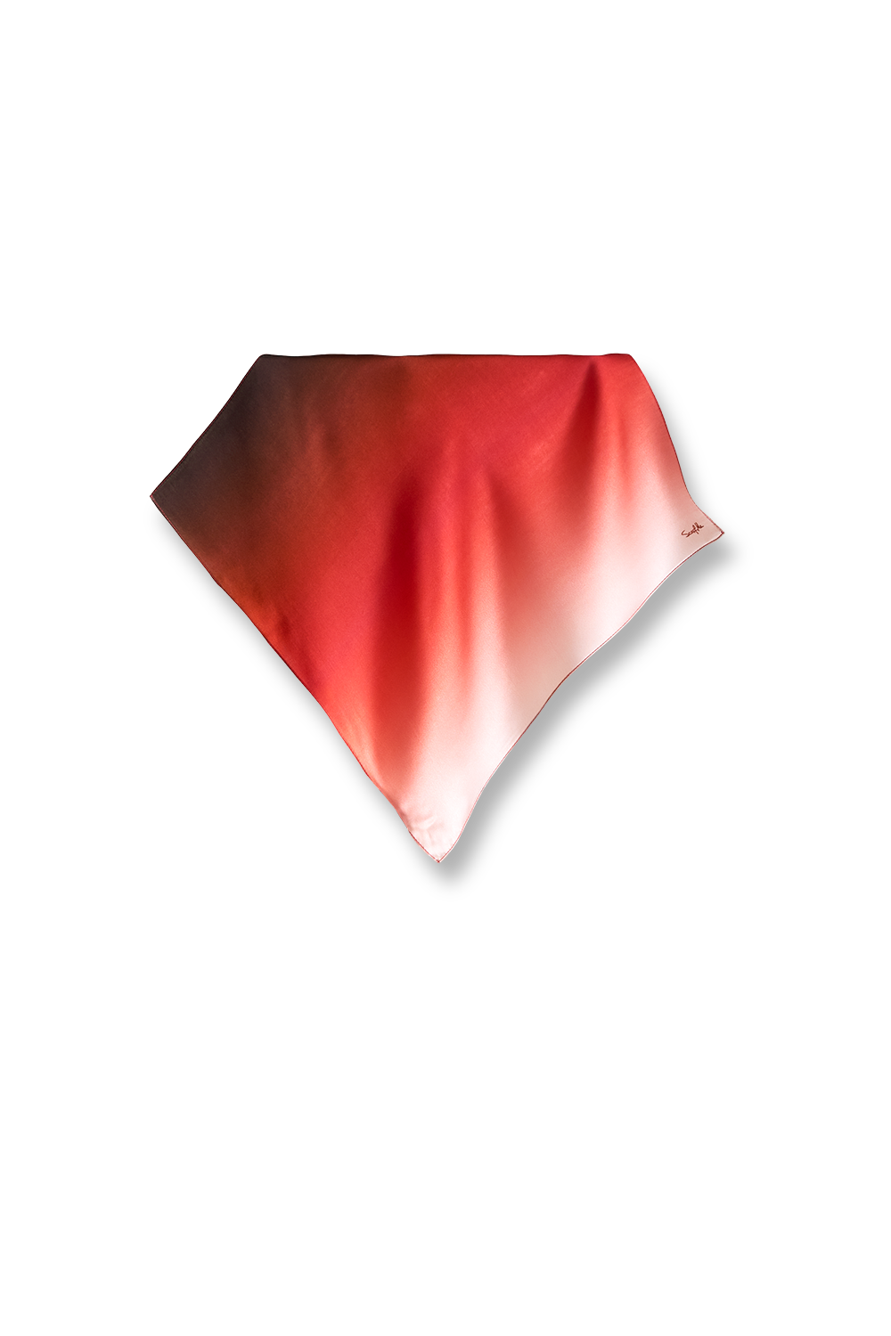 Red gradient scarf in silk satin | 40x40cm