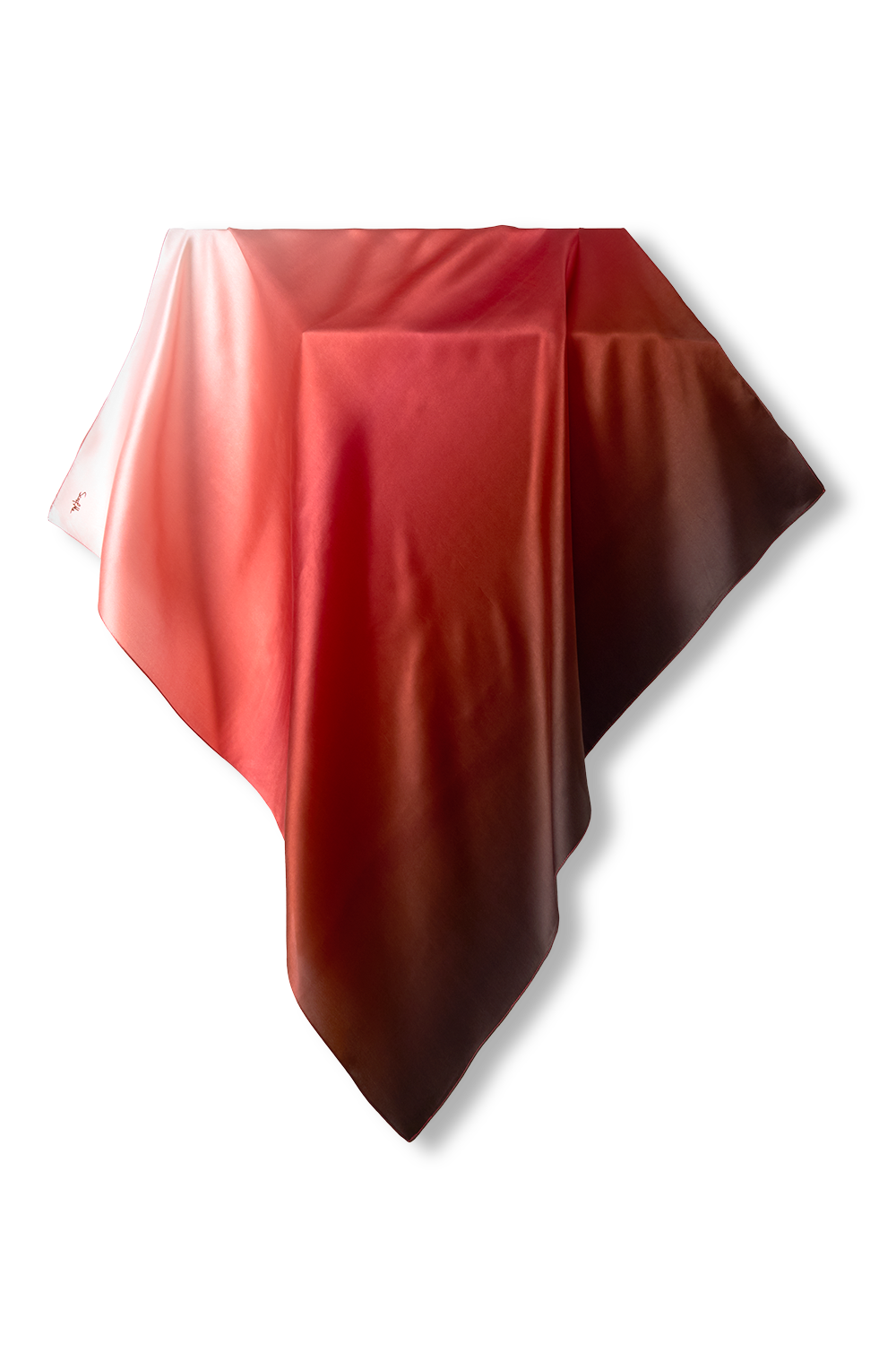 Red gradient scarf in silk satin | 90x90cm