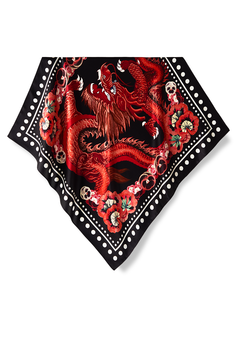 Lenço Dragão em cetim de seda | 65x65cm