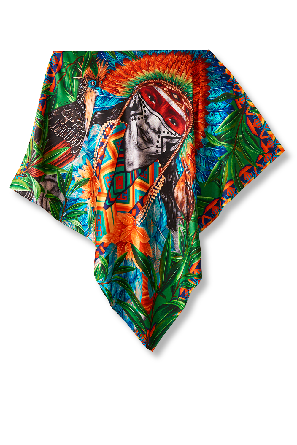 Indigenous Amazon scarf in silk twill | 90x90cm