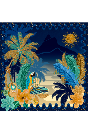 Encanto Carioca scarf in silk satin | 40x40cm