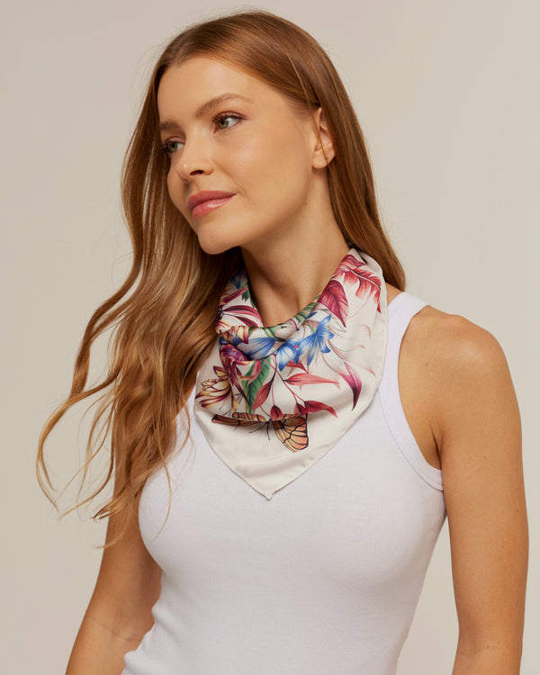 Flora Light scarf in polyester satin | 50x50cm