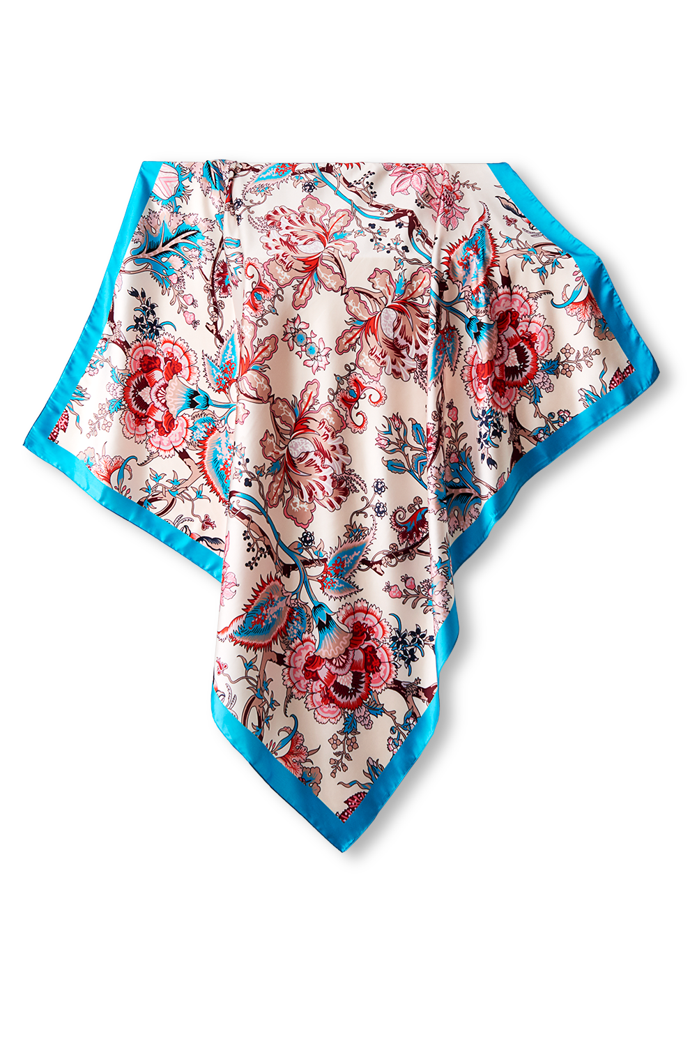 Delicate Floral Scarf in polyester satin | 90x90cm