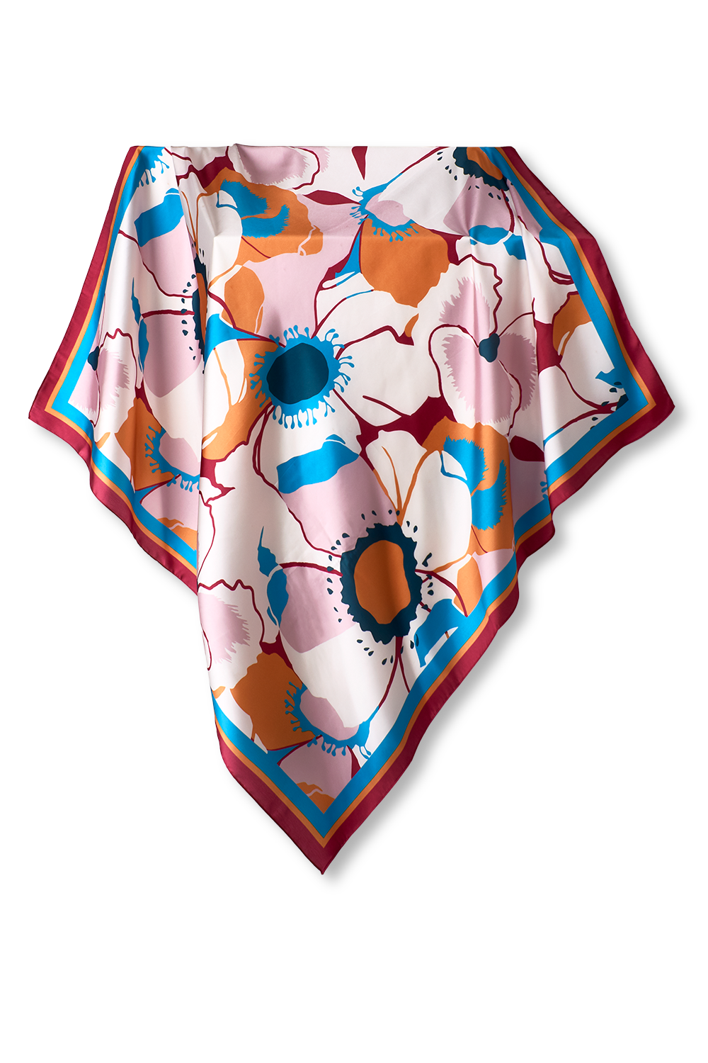 Candy Flowers scarf in polyester satin | 90x90cm