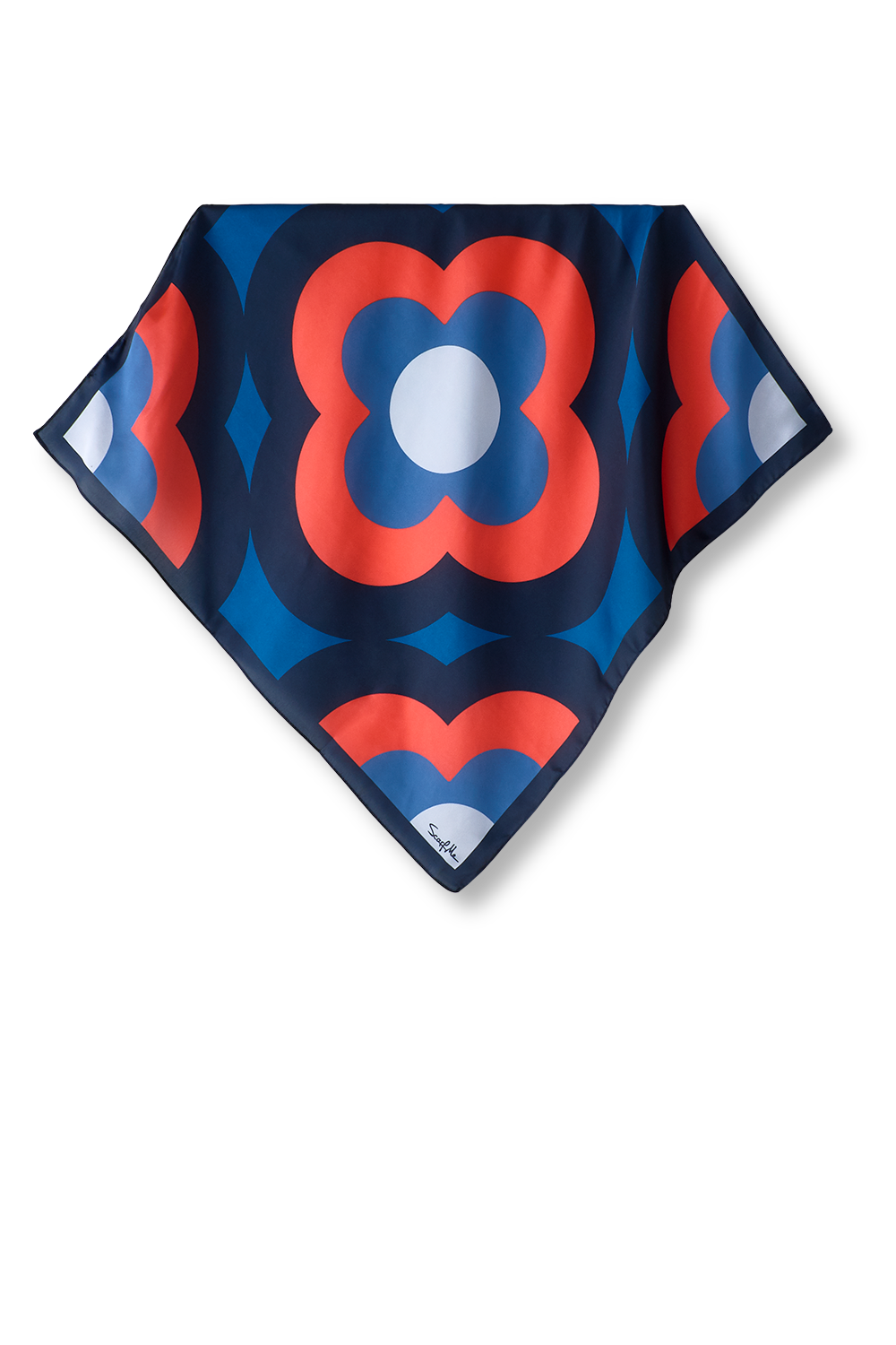 Flower Power scarf in polyester satin | 50x50cm