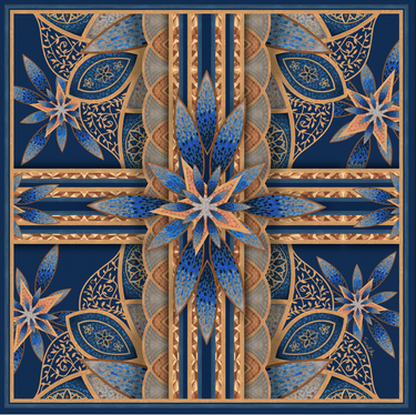Lenço Grand Mosque floral em cetim poliéster | 50x50cm