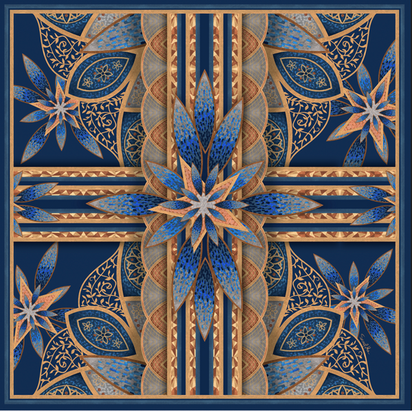Grand Mosque double-sided scarf in silk satin | 90x90cm