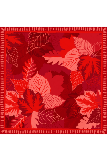 Imagem da estampa do Lenço Intensidade Vermelho, com arte floral em tons de vermelho.