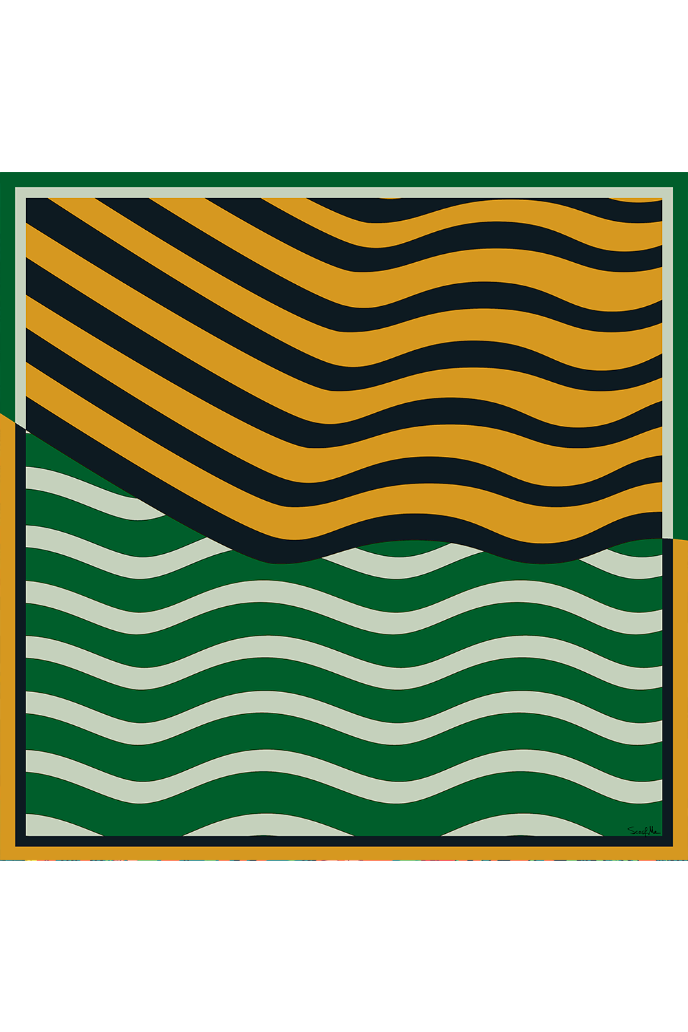 Waves Stripes Scarf in polyester satin | 50x50cm