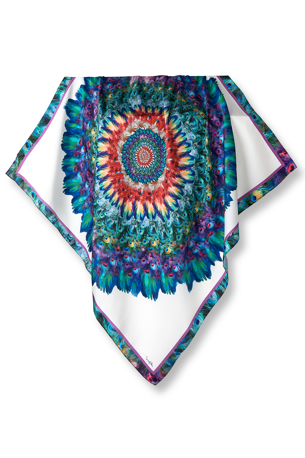 OPTICAL FLORAL SCARF 90X90 | SATIN POLYESTER
