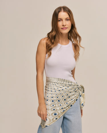 Lenço Mandala Olho Grego em cetim de seda | 90x90cm