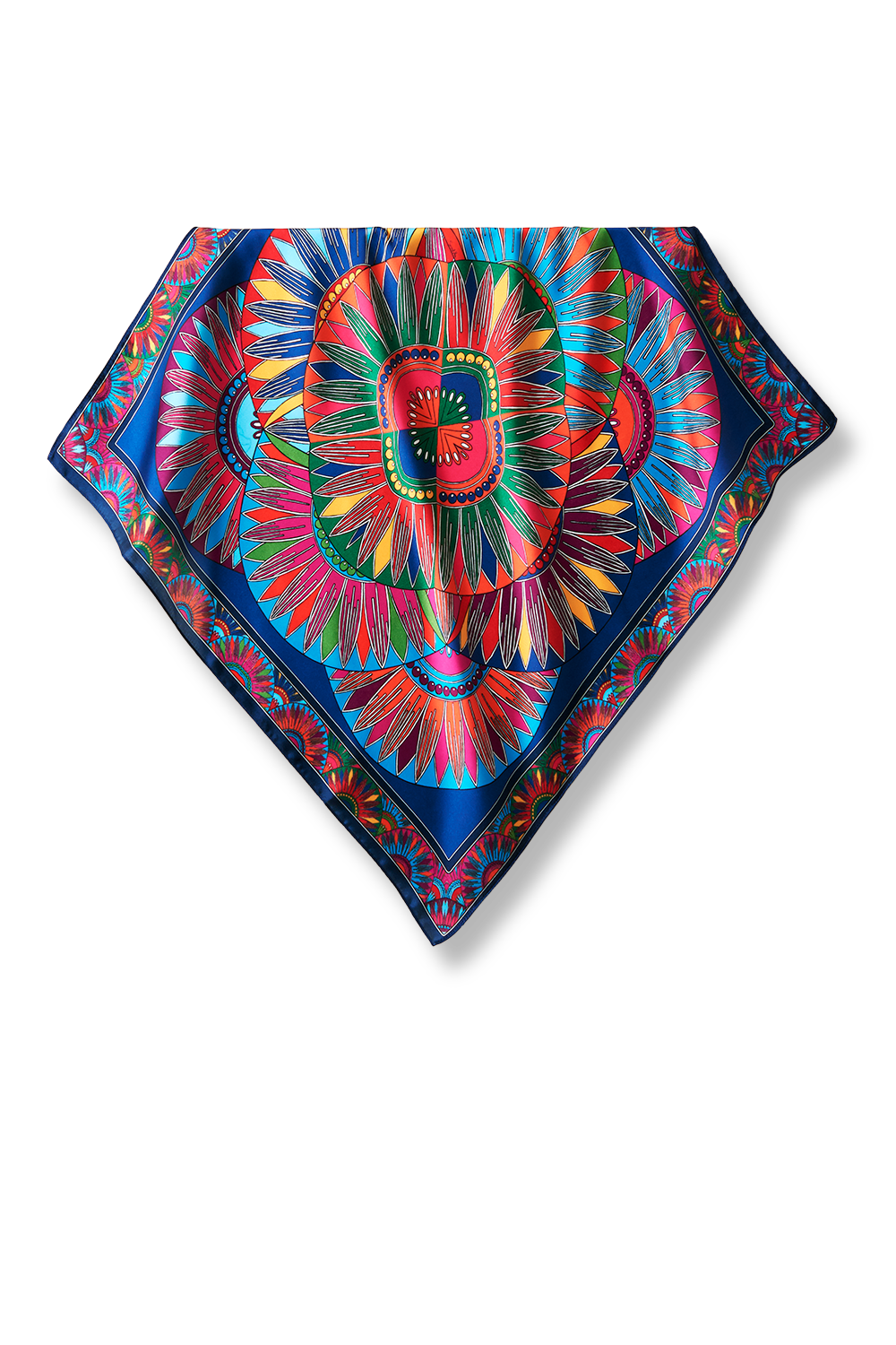 Lenço Mandala Leque em cetim poliéster | 50x50cm - Scarf Me