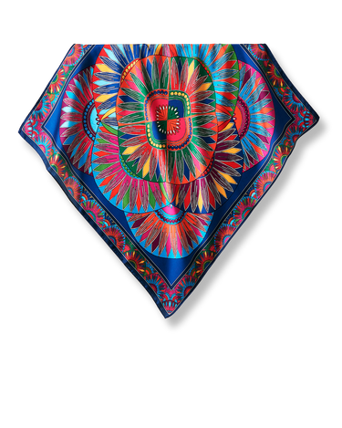 Lenço Mandala Leque em cetim poliéster | 50x50cm - Scarf Me