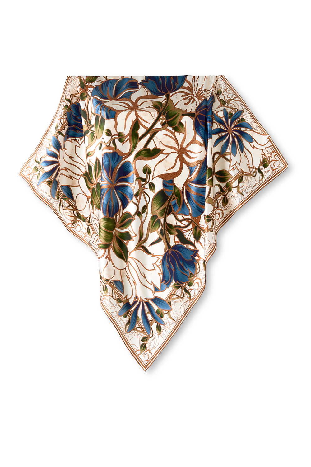 Marble Flowers scarf in silk satin | 90x90cm