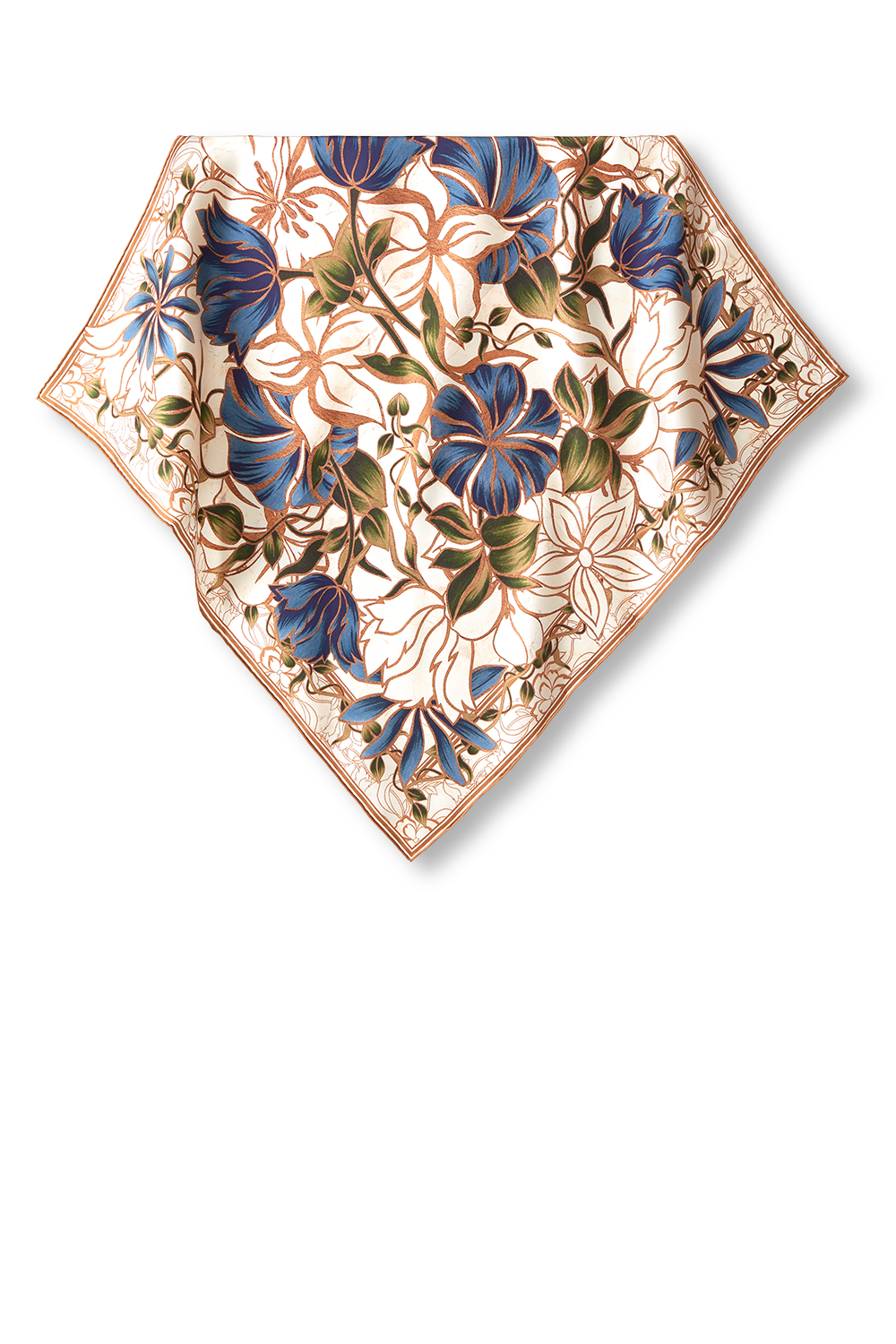 Lenço Marble Flowers em twill de seda | 65x65cm