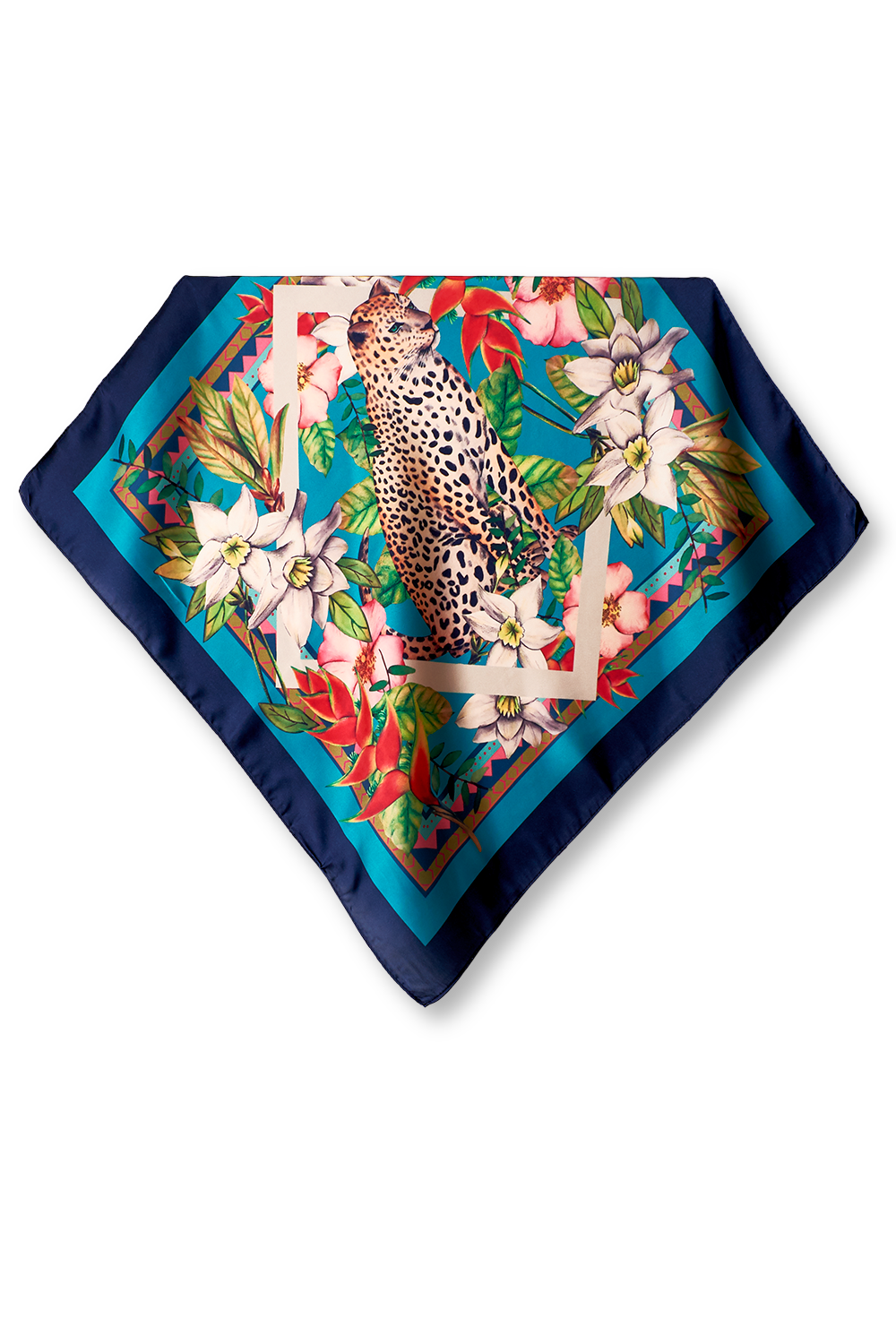 Jaguar scarf in polyester satin | 50x50cm