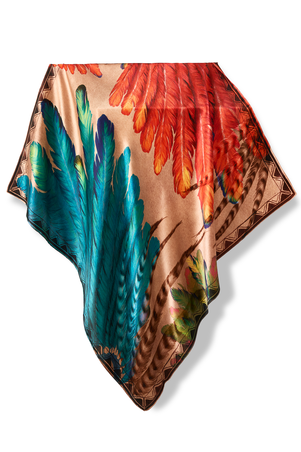 Feather Scarf Headdress in silk satin | 90x90cm