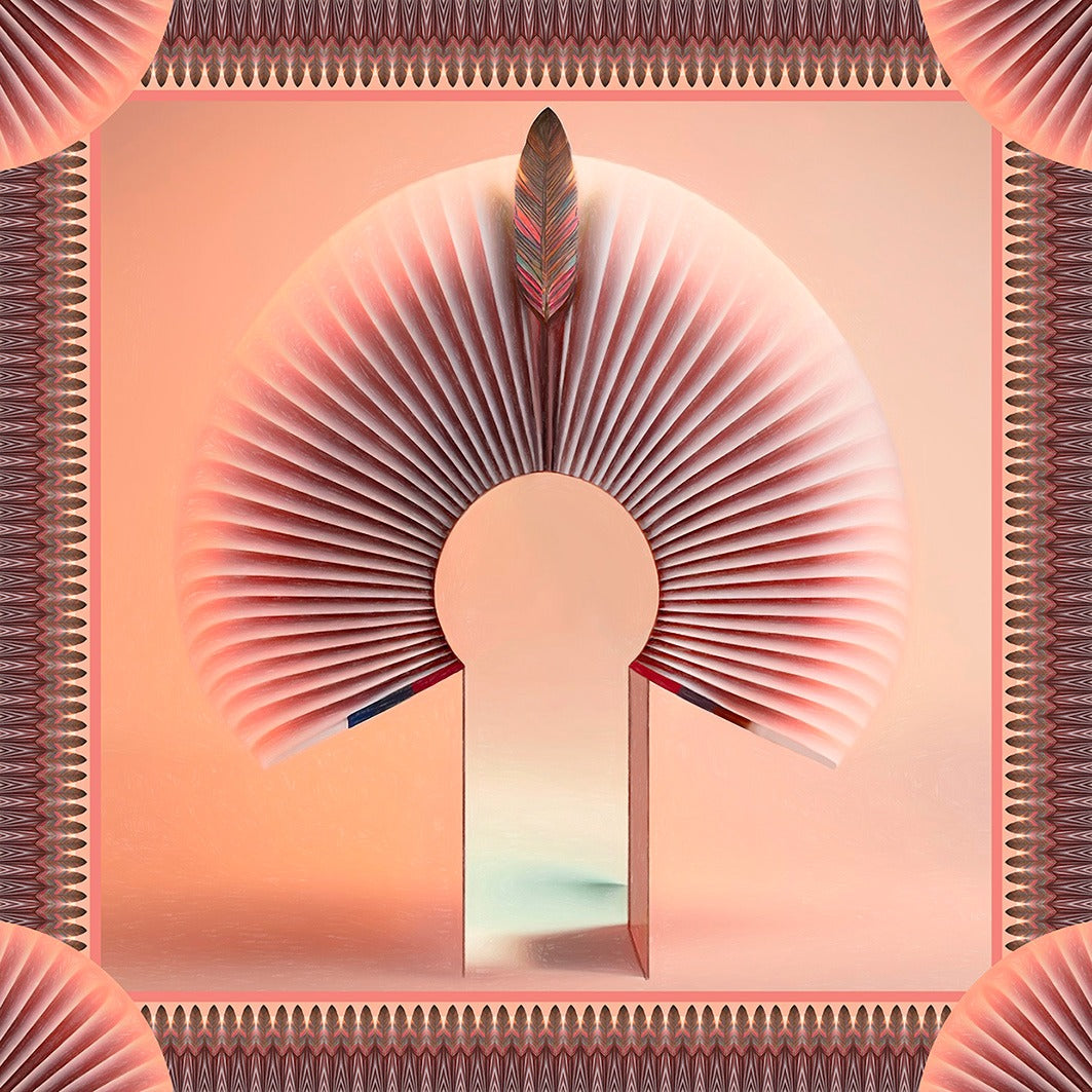 Lenço Toymanifesto "Portal Rosa" em cetim de seda | 90x90cm