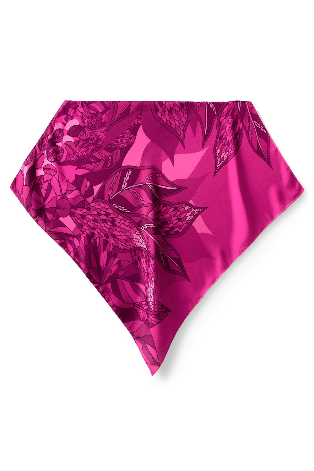 Lenço Ramos de Púrpura pink em cetim poliéster | 50x50cm