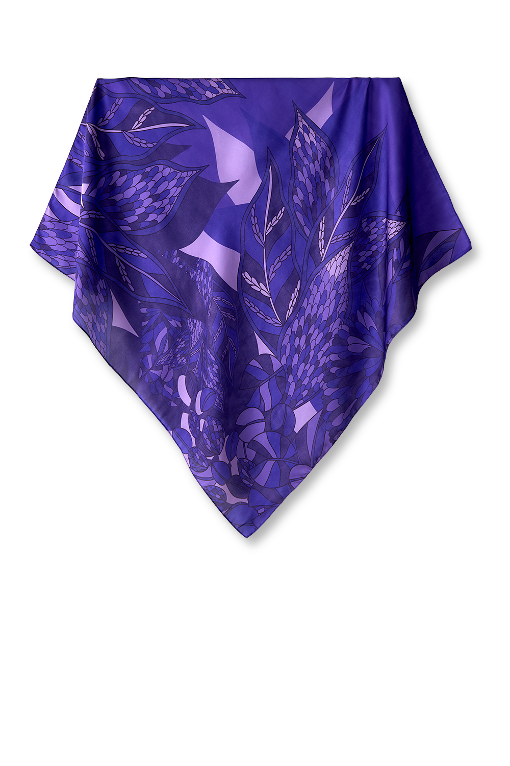 Lenço Ramos de Púrpura roxo em cetim de poliéster | 70x70cm