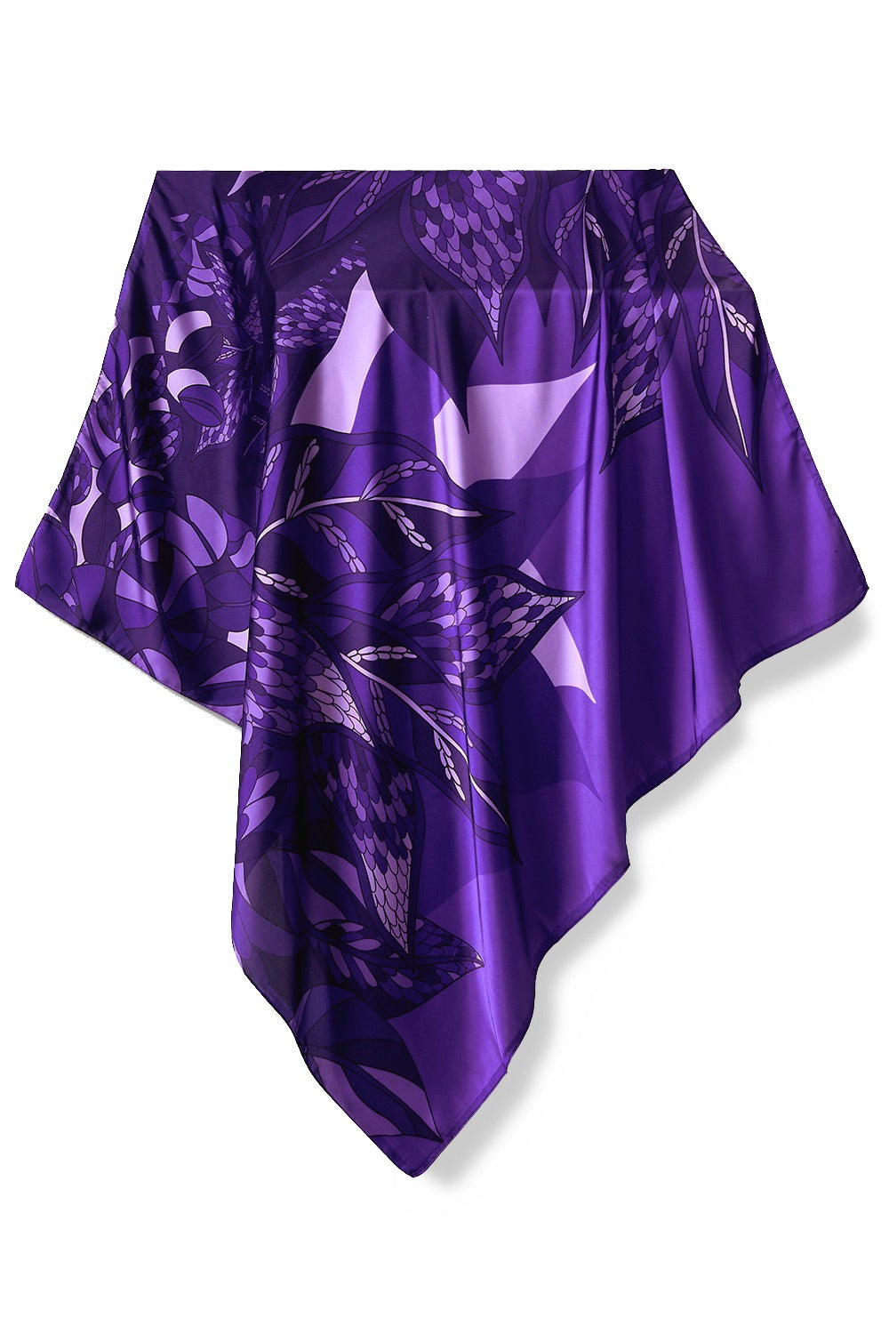 Lenço Ramos de Púrpura roxo em cetim poliéster | 90x90cm