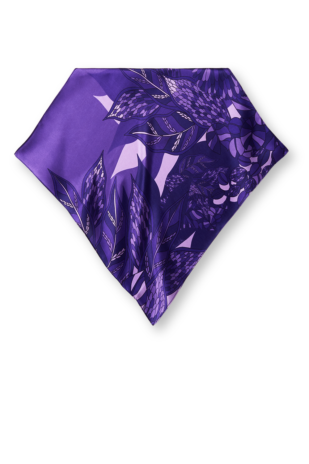 Lenço Ramos de Púrpura roxo em cetim de seda | 40x40cm