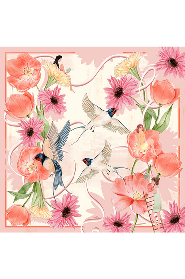 Lenço double face Refúgio em cetim de seda | 90x90cm