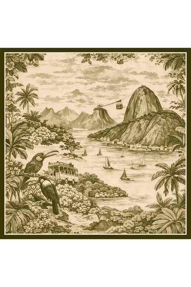 Lenço double face Rio Vintage em cetim de seda | 90x90cm