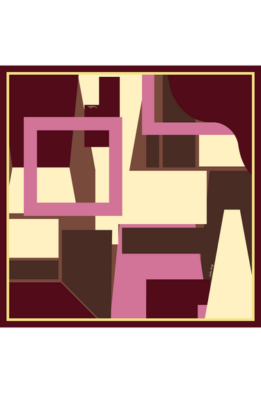 PRÉ-VENDA - Lenço double face Geométrico em cetim de seda | 90x90cm