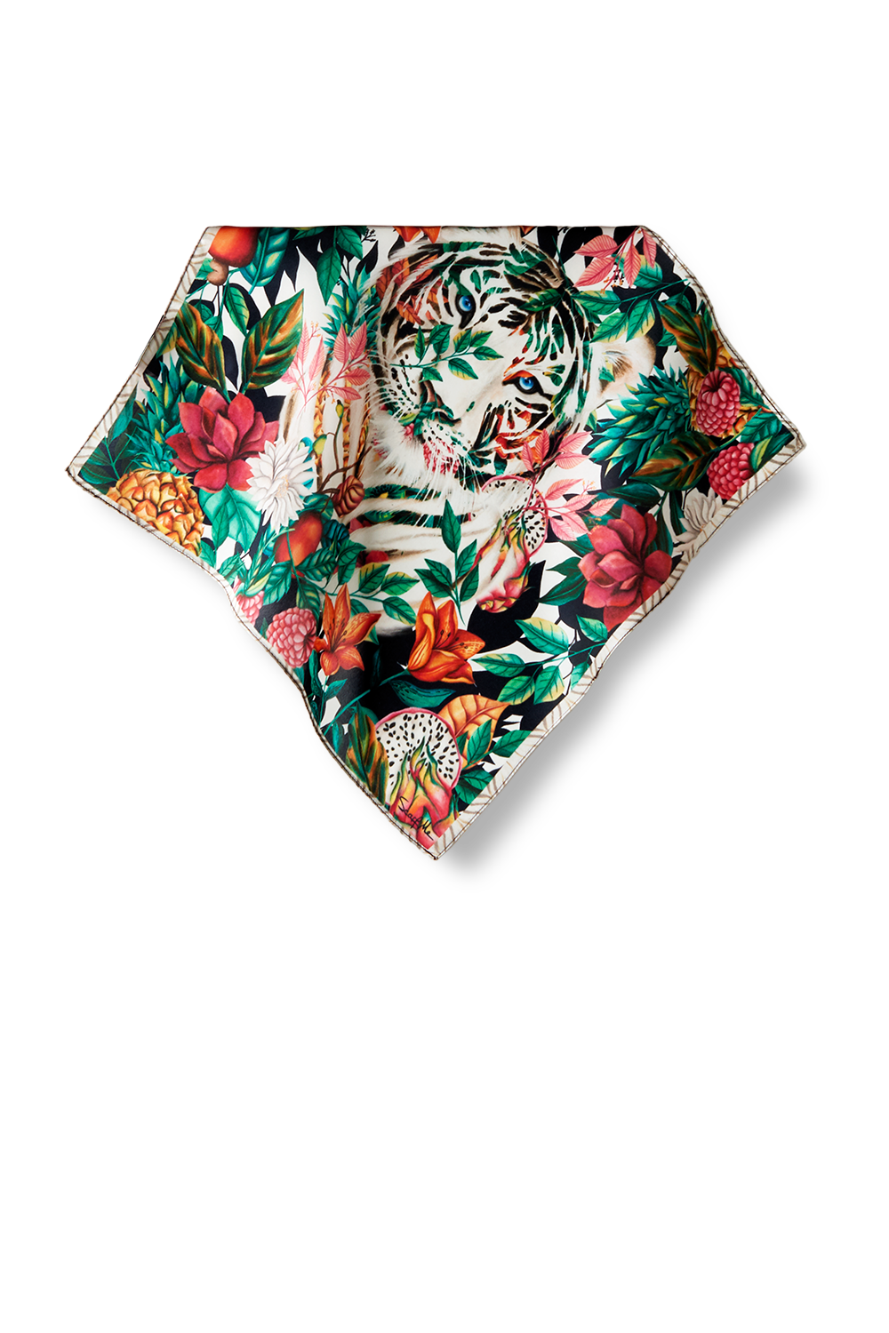 Lenço Tigre Camuflado em cetim de seda | 40x40cm