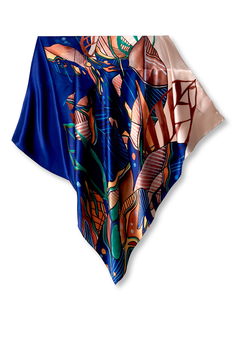 Lenço Tribal em cetim de seda | 90x90cm