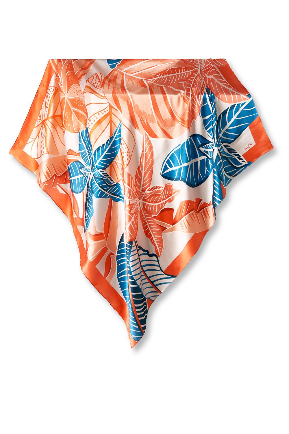Lenço Tropical Diurno em cetim de seda | 90x90cm