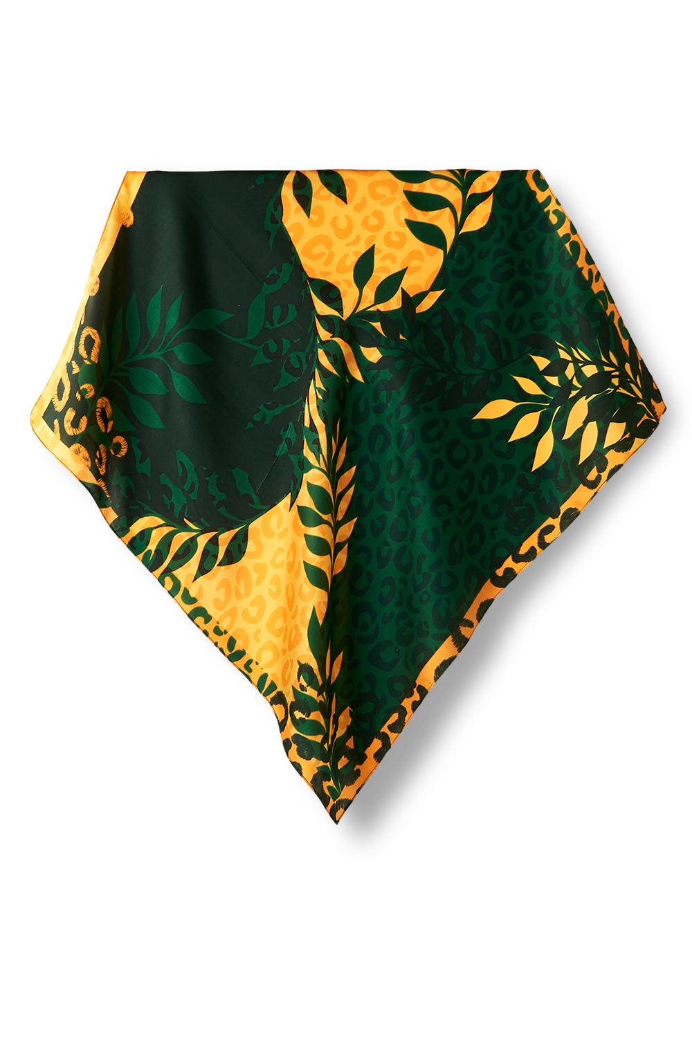 Lenço Brasil Animal Verde e Amarelo em cetim seda