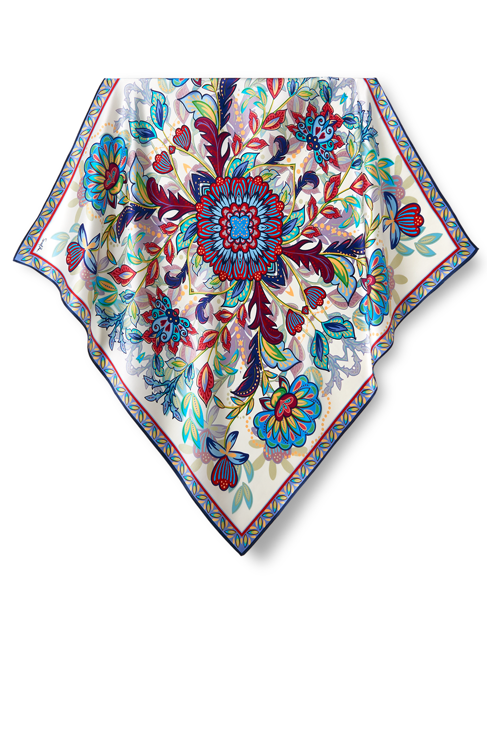 Lenço Summer Arabesco em cetim de seda | 65x65cm