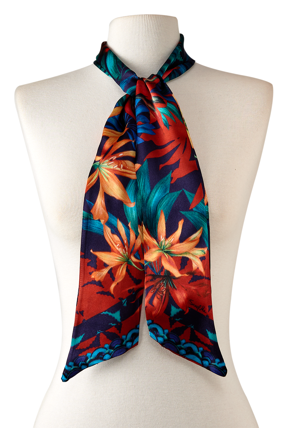 TWILLY SCARF ME FLOWER GEOMETRY / SATIN POLYESTER