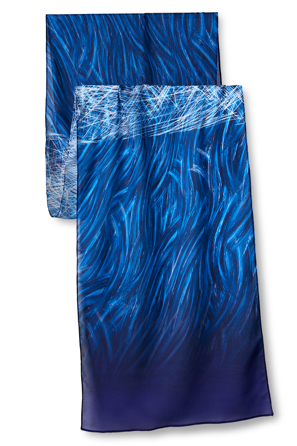 Echarpe Hachura azul em mousseline de poliéster | 45X210cm