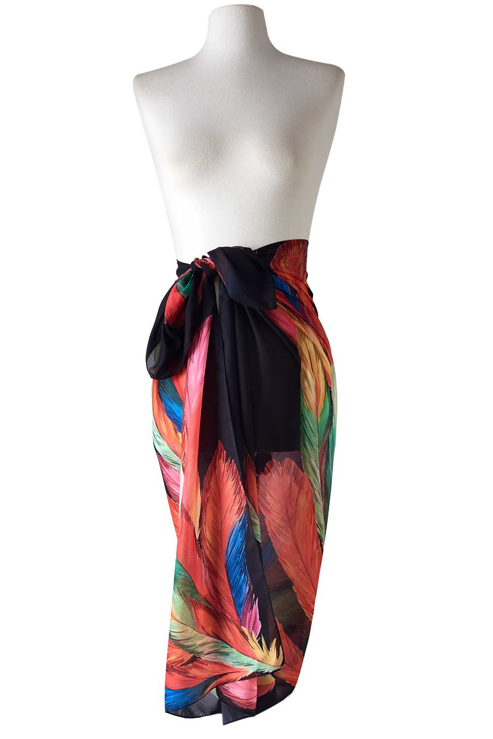 MAX SCARF FEATHERS WATERCOLOR 130X130 | POLYESTER MOUSSELINE