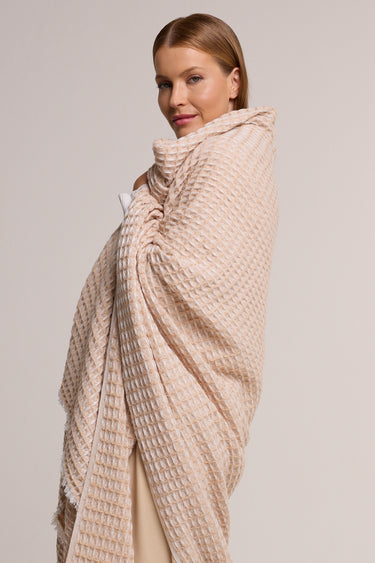 Manta Nepal em cashmere areia