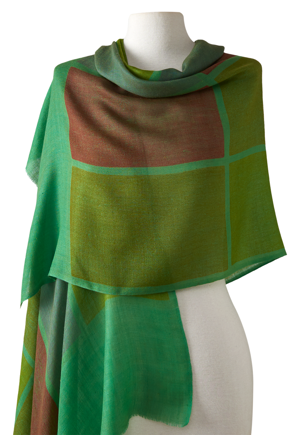   - Cashmere estampado Aja verde/marrom- Scarf Me 