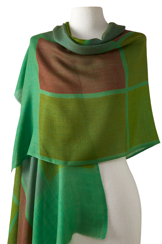   - Cashmere estampado Aja verde/marrom- Scarf Me 