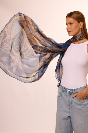 Max lenço Grand Mosque em mousseline de seda | 130x130cm