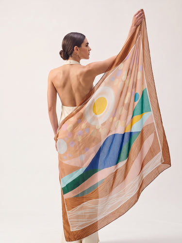 Max lenço Oásis Solar em mousseline de seda | 130x130cm