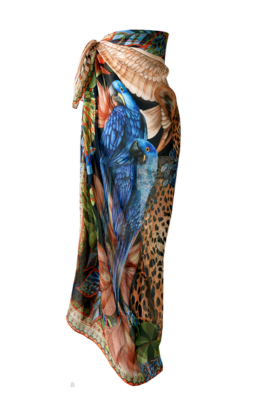 Max lenço Pantanal em mousseline de seda | 130x130cm