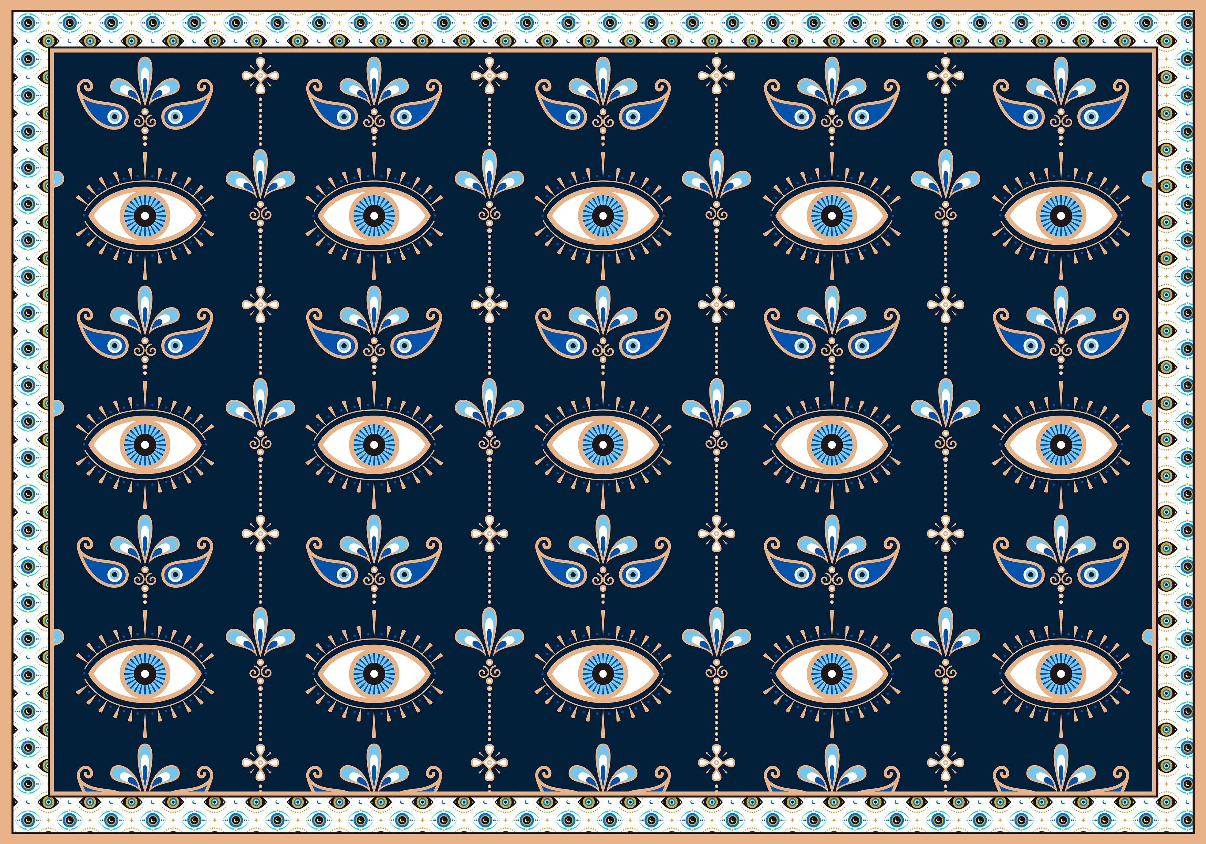 Panneau Greek Eye in polyester georgette | 130x200cm