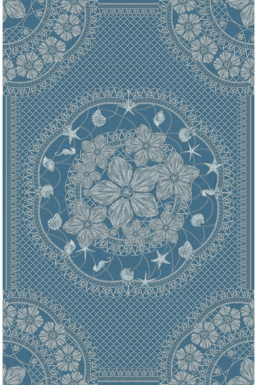 Pareô Ritos de Mar azul em cetim de seda | 130x200cm