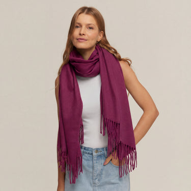Pashmina bordeaux em toque de lã