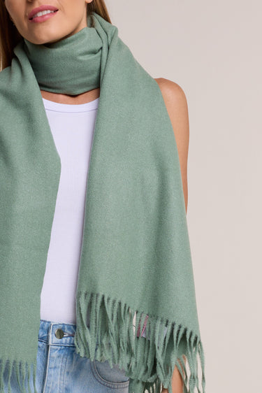Green tea pashmina with a wool touch